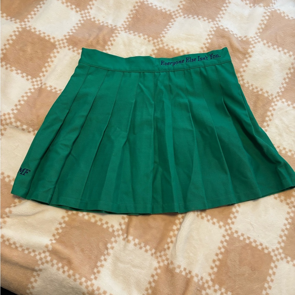 Vibrant Green Pleated Mini Skirt